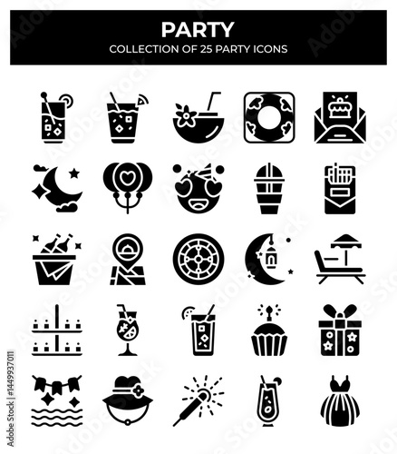 Party Icon Collection. 25 Festive Celebration Icons