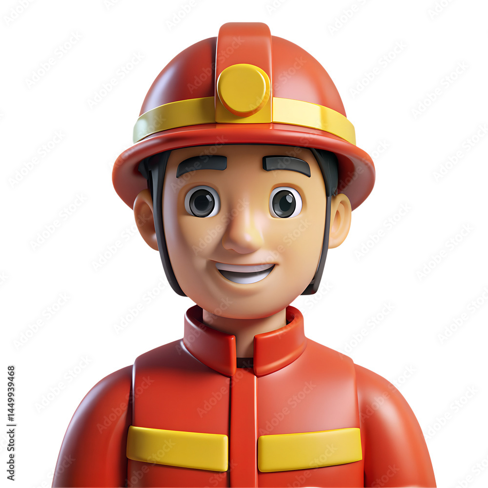 3D Icon Male Firefighter Plastic Style 3D Icon Male Firefighter Plastic Style