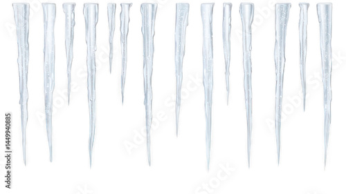 Frozen Icicle with Drips Isolated on White Transparent Background