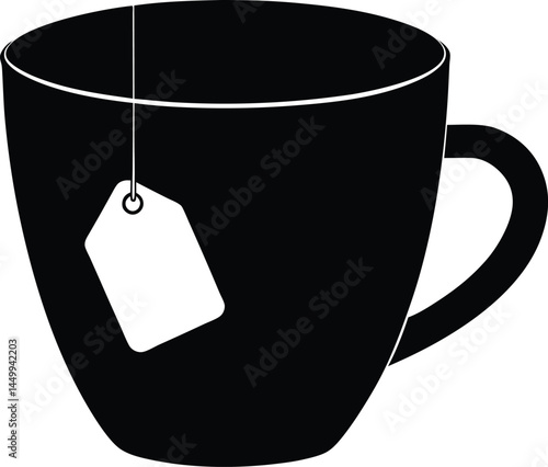 cup of tea with teabag tag on white background  