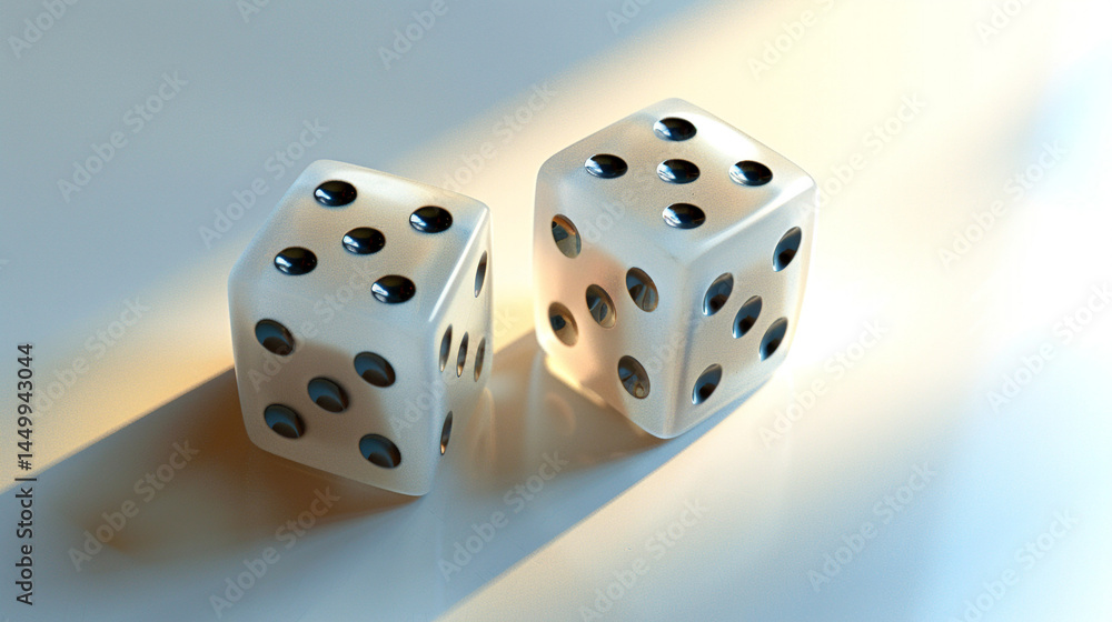 A moment of chance captured in two white dice resting on a textured surface, poised to determine fate in games of luck and strategy. A moment of chance captured in two white dice resting on a textured surface, poised to determine fate in games of luck and strategy.