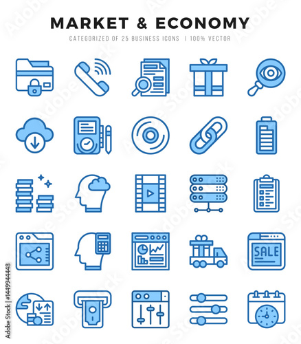 Market & Economy icon pack for your website. mobile. presentation. and logo design.