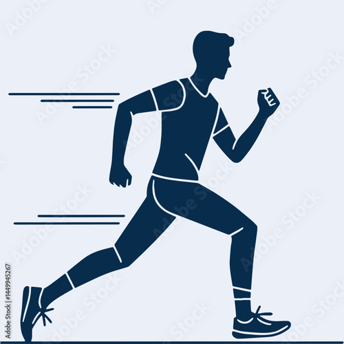 speedy running man motion effect outline sports design
