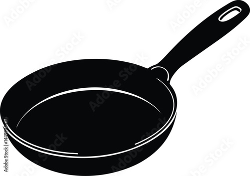 frying pan with handle on white background
