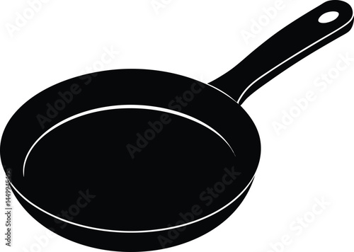 frying pan with handle on white background