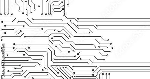 Abstract black circuit board technology connected lines electronics elements computer motherboard chip processor semiconductor digital on white background vector eps10