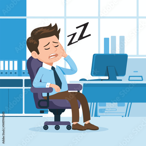 businessman sleeping on chair illustration design flat