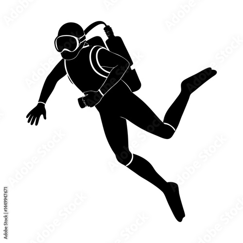 Scuba Diver Silhouette vector illustration