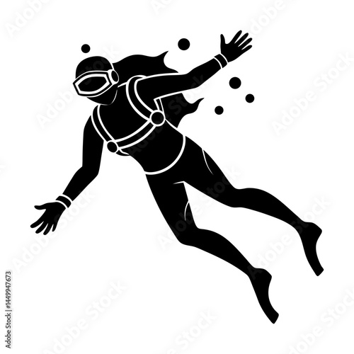 Scuba Diver Silhouette vector illustration