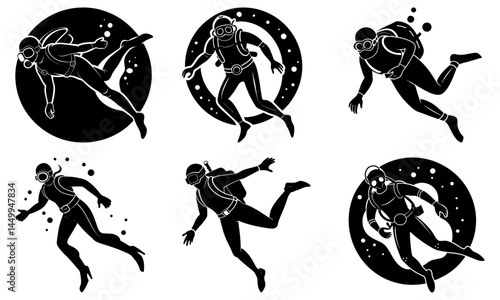 Scuba Diver Silhouette vector illustration