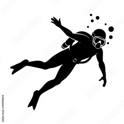 Scuba Diver Silhouette vector illustration