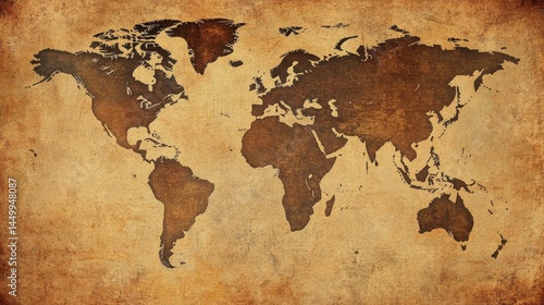 Fototapeta Naklejka Na Ścianę i Meble -  vintage world map antique paper texture background