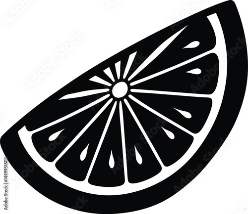 lemon slice with visible pulp on white background  