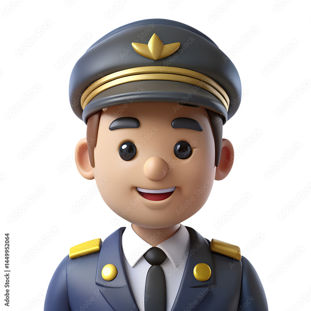 3D Icon Male Pilot Plastic Style 3D Icon Male Pilot Plastic Style