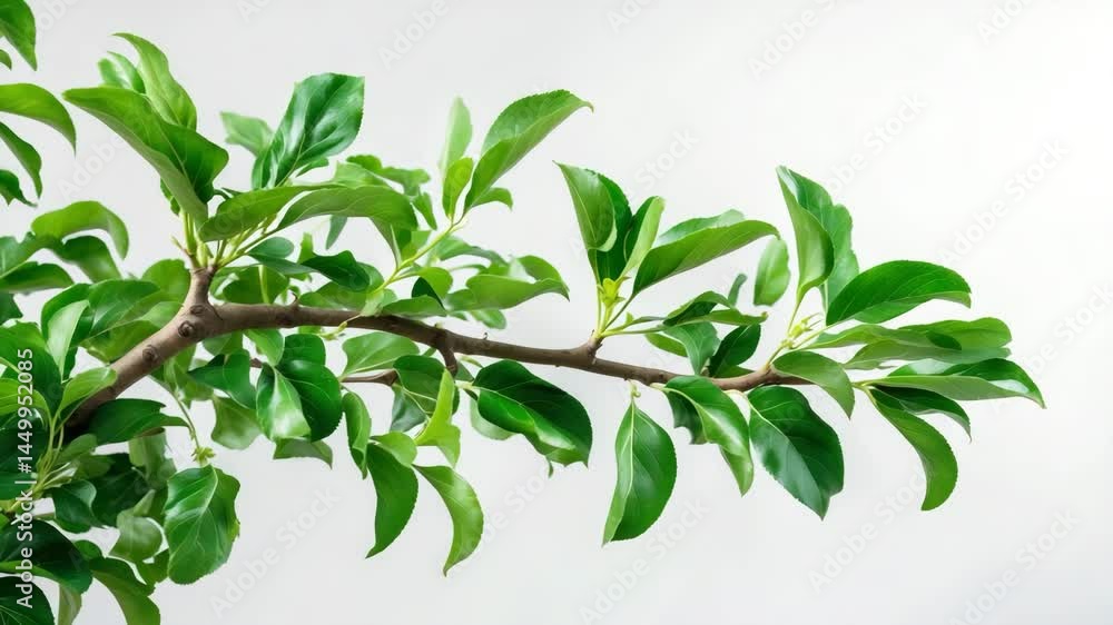 Apple tree branch with green leaves isolated on a background. Apple tree branch with green leaves isolated on a background.
