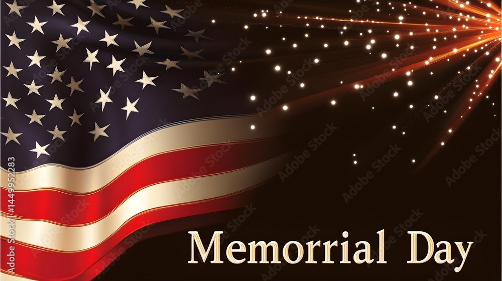 Obraz premium Memorial Day Reflections American Flag and Fireworks in a Solemn Celebration