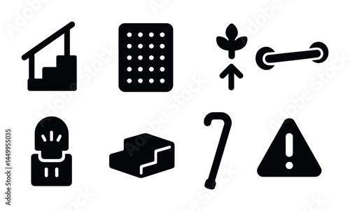 Accessibility solid icons set – filled, inclusive and assistive technology symbols