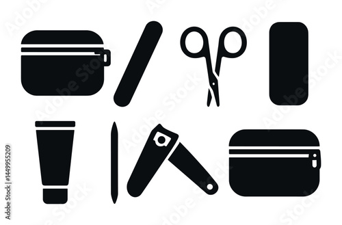 Grooming and personal care silhouette icons set – hygiene, beauty, self-care symbols