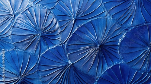 blue abstract art textured paint floral design