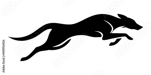 Black Silhouette of a Greyhound Dog Running at Full Speed in an Abstract Motion Illustration Vector Illustration