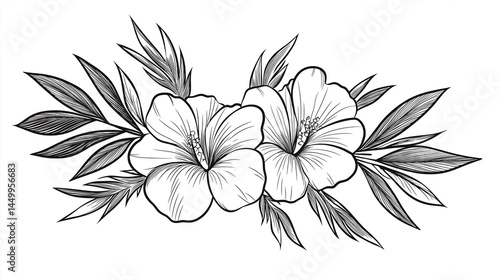 Minimalist Tropical Leaf Line Art for Logo or Wall Decor