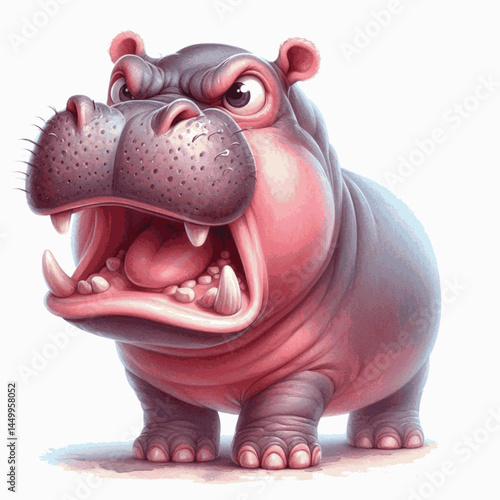 Brushstroke Beast: River Wrath hippo angry isolated watercolor vector illustration svg 