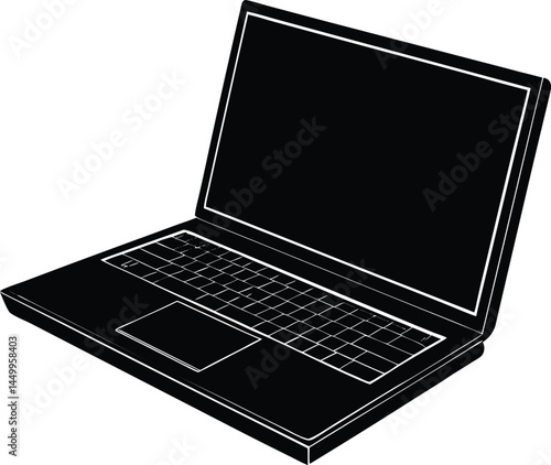 open laptop with blank screen on white background 