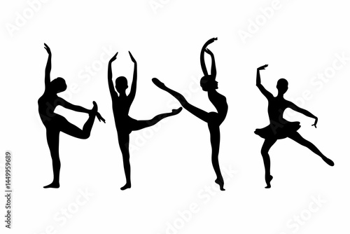 Elegant Gymnast and Dancer Silhouettes SVG – Graceful Poses for Artistic and Fitness Designs


