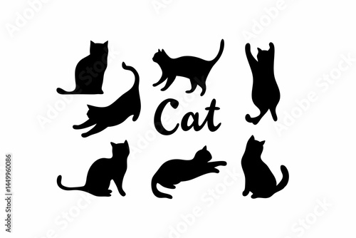 Silhouette Cat Collection: A sleek collection of minimalist silhouettes, showcasing the elegance and grace of cats in various poses. A perfect visual for animal lovers and design enthusiasts alike.