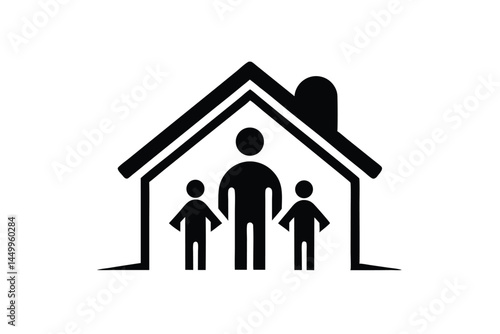 Family Home Icon Black Silhouette