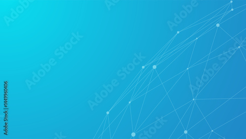 Technology blue background. Dots connected by lines. Abstract wave. Minimalist mesh. Abstract polygonal shape.