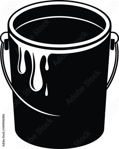 paint bucket with dripping paint on white 
