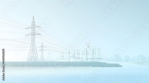 electricity, power, electric, energy, tower, sky, pylon, line, cable, voltage, high, wire, industry, electrical, blue, technology, steel, field, transmission, industrial, pole, high-voltage, power lin
