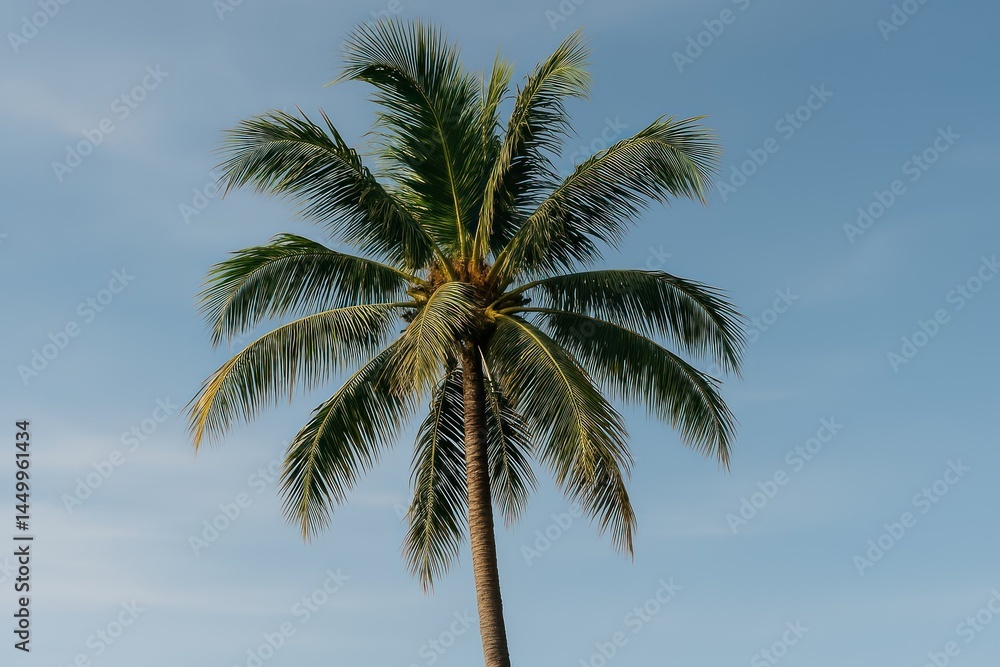 Tropical palm tree skyward Tropical palm tree skyward