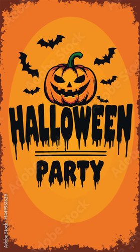 Spooky Halloween Party Invitation Design Featuring Haunted Elements and Pumpkin Theme