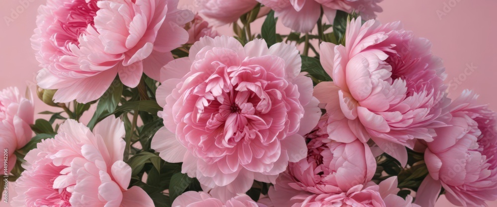 Dense cluster of pink peonies on a blush pink backdrop , flower photography, nature Dense cluster of pink peonies on a blush pink backdrop , flower photography, nature