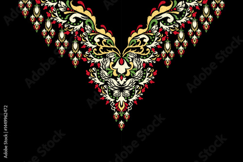  Neckline floral pattern vector illustration