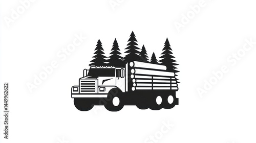 Logging truck in forest; transportation of timber