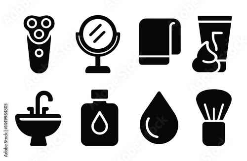 Personal care and grooming solid icons set – filled, beauty and hygiene symbol collection
