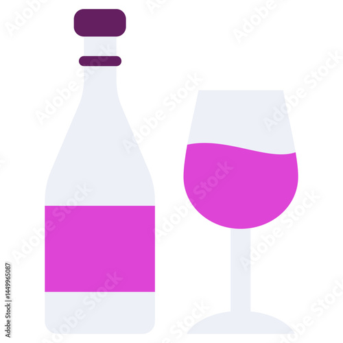 Wine Flat Icon, Solid Color Flat Icon Symbol