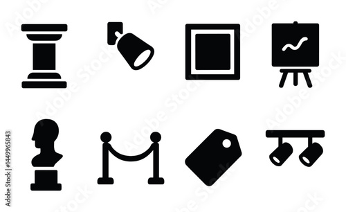Art and museum solid icons set – filled, gallery, exhibition, cultural symbols collection