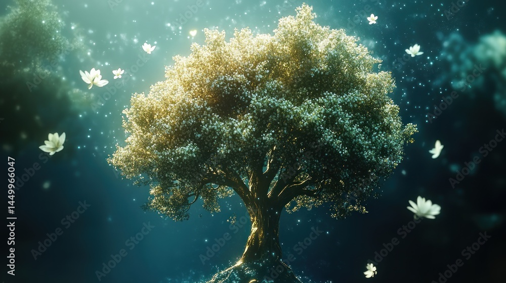 Fototapeta premium Majestic tree in ethereal underwater realm