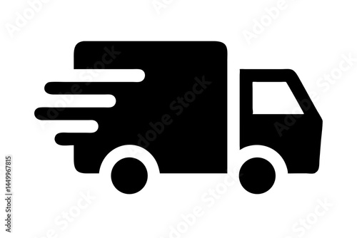 Fast shipping delivery truck flat icon for apps and websites