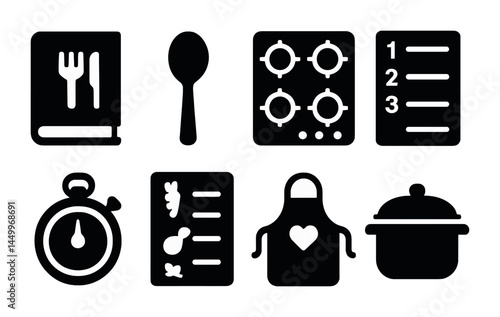 Culinary and cooking solid icons set – filled, kitchen and recipe preparation symbols