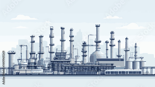 oil refinery at night