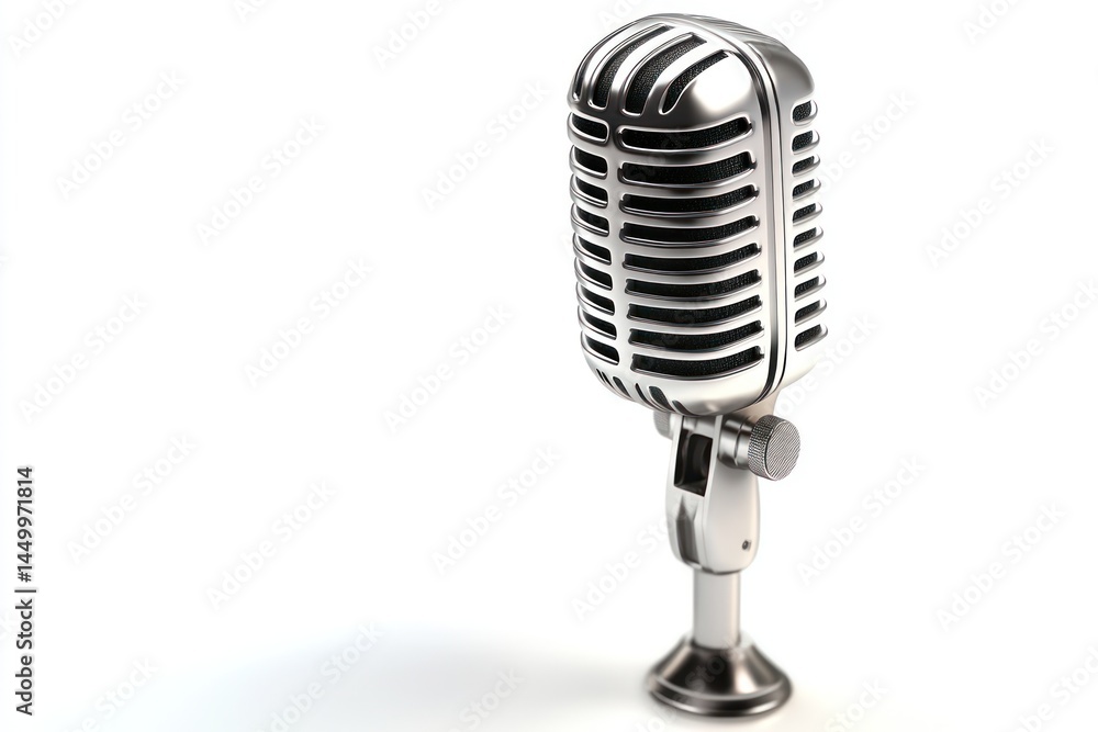 Fototapeta premium Vintage silver microphone isolated
