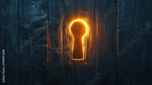 Wallpaper Mural glowing keyhole in dark wooden door Torontodigital.ca