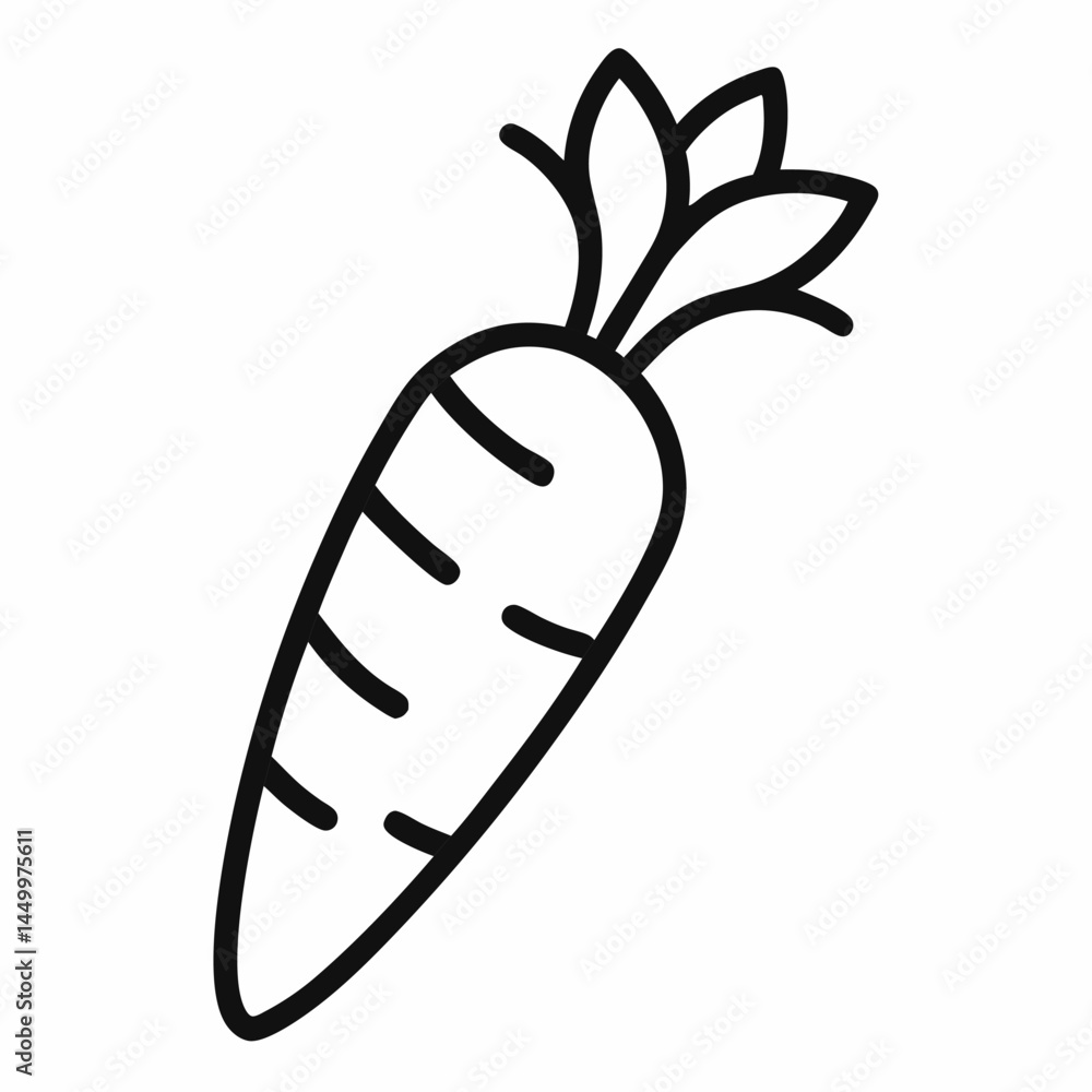 Carrot outline icon on white background
Carrot outline icon on white background