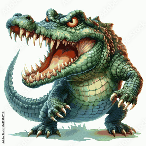 Swamp Fury: Brushstroke Snarl crocodile angry isolated watercolor vector illustration svg 