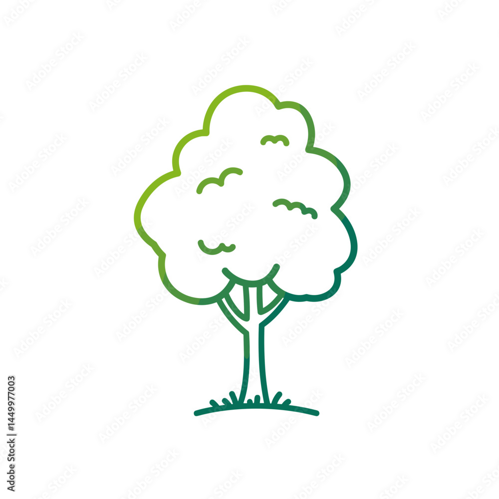 Natural Resources. Simple Illustration Of Leafy Tree On Grass Natural Resources. Simple Illustration Of Leafy Tree On Grass